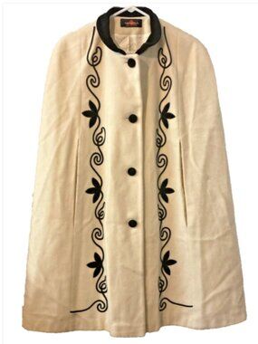 Vintage Union Alorna Wool Cape Gothic Old Money Dramatic Velvet Collar Cloak OS
